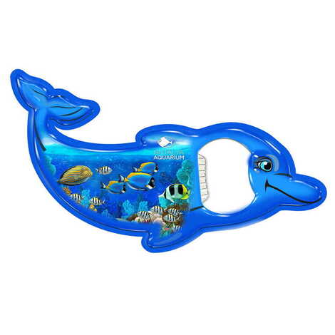Aquapark Themed Dolphin Shaped Metal Magnetic Bottle Opener 102x67 mm - 1