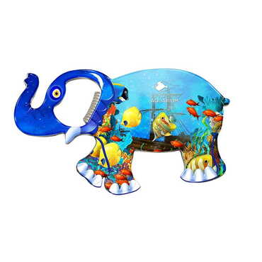 Aquapark Themed Elephant Shaped Metal Magnetic Bottle Opener 98x61 mm - Thumbnail