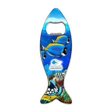 Myros - Aquapark Themed Fish Shaped Metal Magnetic Bottle Opener 120x43 mm