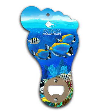 Aquapark Themed Foot Shaped Printed MDF Wooden Bottle Opener 160x92 mm - Myros