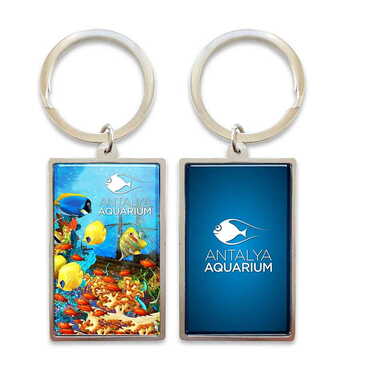 Myros - Aquapark Themed Metal Big Rectangle Keychain 32x88 mm