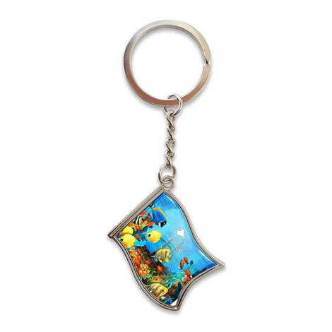 Aquapark Themed Metal Flag Shaped Keychain 40x105 mm - 1