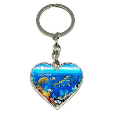 Myros - Aquapark Themed Metal Heart Keychain 40x90 mm