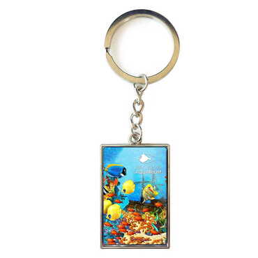 Myros - Aquapark Themed Metal Rectangle Keychain 30x100 mm