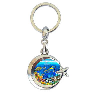 Myros - Aquapark Themed Metal Turkish Flag Enamel Keychain