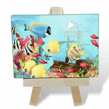 Myros - Aquapark Themed Mini Print Canvas Magnet With Easel 70x100 mm