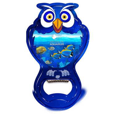 Myros - Aquapark Themed Owl Shaped Metal Magnetic Bottle Opener 88x47 mm