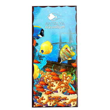 Aquapark Themed Panaromic Printed Wooden Desktop Decor 40x80 mm - Myros