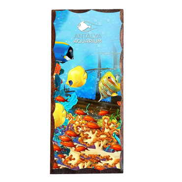 Aquapark Themed Panaromic Printed Wooden Desktop Decor 75x166 mm - Myros