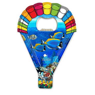 Myros - Aquapark Themed Parachute Shaped Metal Magnetic Opener 113x75 mm