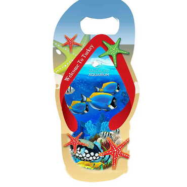 Aquapark Themed Slipper Shaped Metal Magnetic Bottle Opener 110x45 mm - Thumbnail