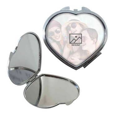 Friend Themed Customised Metal Epoxy Travel Make Up Compact Heart Shaped Mirror 70x65x8 mm - Standart - 2