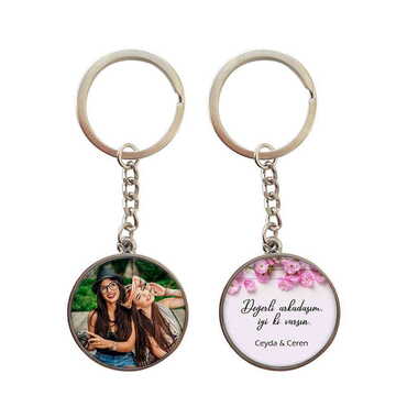 Friend Themed Metal Double Face Round Keychain 40x95 mm - 2