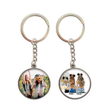 Friend Themed Metal Double Face Round Keychain 40x95 mm - 3