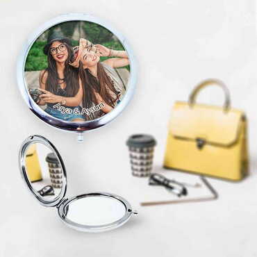 Myros - Arkadaşa Özel Fotoğraflı Myros Metal Yuvarlak Ayna 70x11 mm