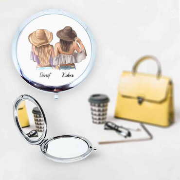 Myros - Friend Themed Customised Metal Epoxy Travel Make Up Compact Mirror 70x11 mm