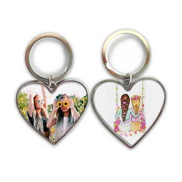 Friend Themed Metal Heart ShapedDouble Face Keychain 45x90 mm