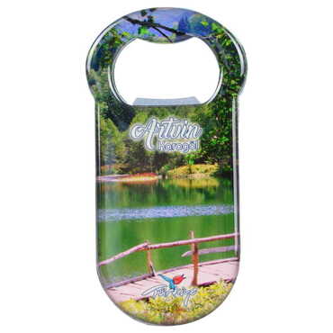 Myros - Artvin Themed Customizable Metal Magnetic Bottle Opener 90x45 mm