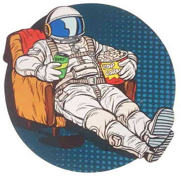 Myros - Astronaut Themed Wooden Customised Round Travel Coaster 100 mm