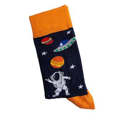 Astronot Temalı Desenli Soket Çorap - 2