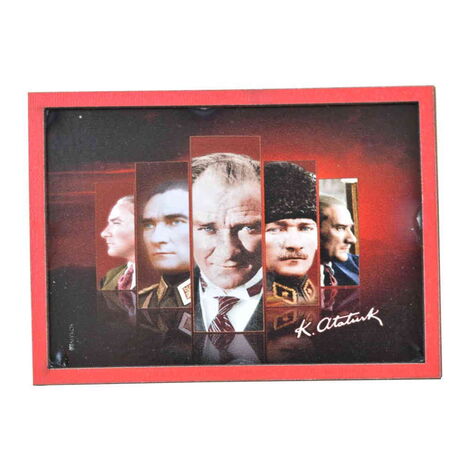 Toptan Atatürk Temalı C Serisi Resimli Ahşap Magnet 90x120 mm