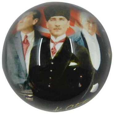 Ataturk Themed Hemisphere Glass Paperweight 6Cm