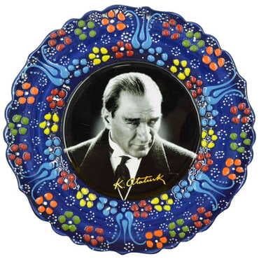 Ataturk Themed Turkish Ceramic Plate With Epoxy 18 Cm - 6