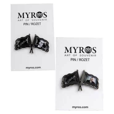 Christmas Themed Myros Double Flag Pin 35x20 mm - 2