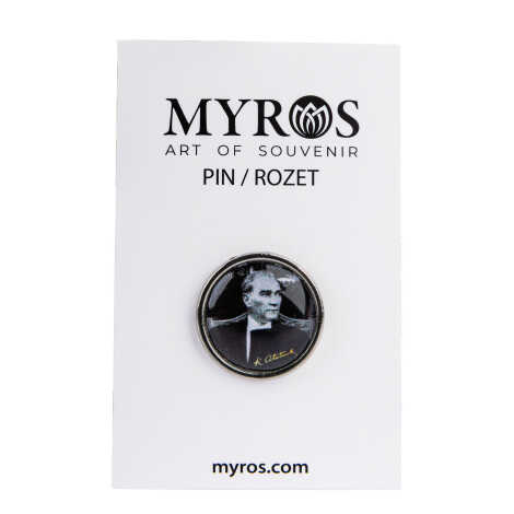 Atatürk Temalı Myros Metal Yuvarlak Rozet 18 mm - 5
