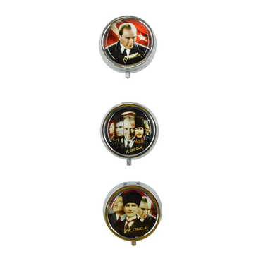 Ataturk Themed Customised Epoxy Round Pill Box 50x15 mm - 4
