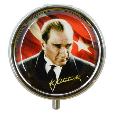 Ataturk Themed Customised Epoxy Round Pill Box 50x15 mm - 5