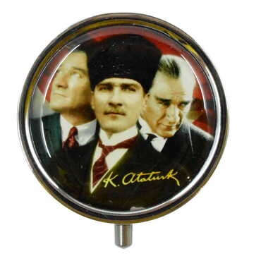 Ataturk Themed Customised Epoxy Round Pill Box 50x15 mm - 6