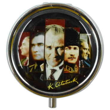 Ataturk Themed Customised Epoxy Round Pill Box 50x15 mm - 7