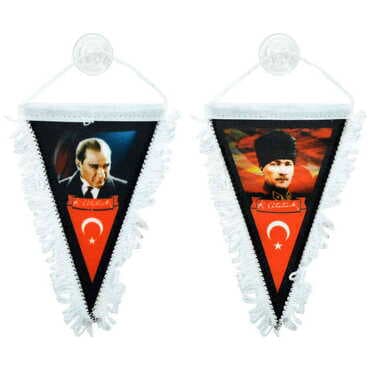 Ataturk Themed Custom Printed Triangular Pennant 10X15Cm - 2