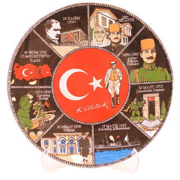 Ataturk Themed Bespoke Printed Glass Plate 18 Cm - Thumbnail