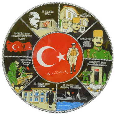 Myros - Ataturk Themed Bespoke Printed Glass Plate 21 Cm