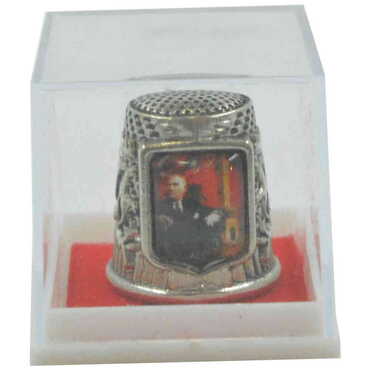 Ataturk Themed Collectible Souvenir Thimble With Gift Box - Shield Shape 20x25 mm - Thumbnail