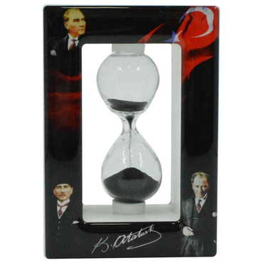 Ataturk Themed Custom Logo Printed Wooden Hourglass - Thumbnail