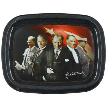 Ataturk Themed Custom Printed Metal Tin Tray - Thumbnail