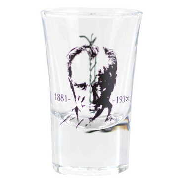 Ataturk Themed Custom Printed Shot Glass 45x70 mm - Thumbnail