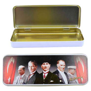 Myros - Ataturk Themed Customised Metal Tin Pencil Case 210x80x25 mm