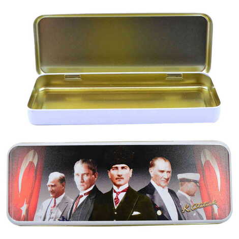 Ataturk Themed Customised Metal Tin Pencil Case 210x80x25 mm