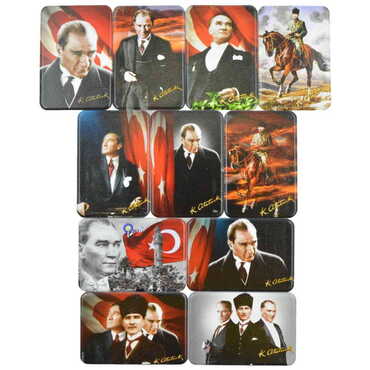 Ataturk Themed Customised UV Printed Plastic Base Rectangle Fridge Magnet 80x50 mm - 3