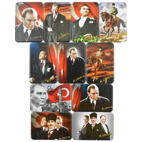 Ataturk Themed Customised UV Printed Plastic Base Rectangle Fridge Magnet 80x50 mm - 3