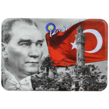 Ataturk Themed Customised UV Printed Plastic Base Rectangle Fridge Magnet 80x50 mm - 5