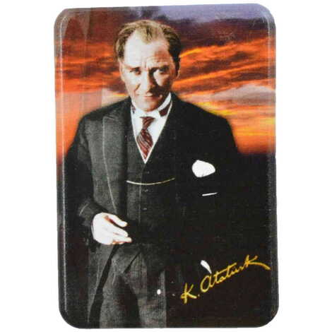 Ataturk Themed Customised UV Printed Plastic Base Rectangle Fridge Magnet 80x50 mm - 8