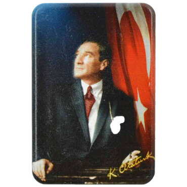Ataturk Themed Customised UV Printed Plastic Base Rectangle Fridge Magnet 80x50 mm - 10