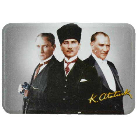 Ataturk Themed Customised UV Printed Plastic Base Rectangle Fridge Magnet 80x50 mm - 11