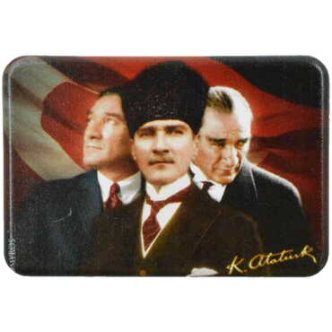 Ataturk Themed Customised UV Printed Plastic Base Rectangle Fridge Magnet 80x50 mm - 12