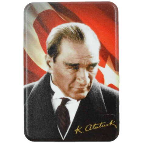 Ataturk Themed Customised UV Printed Plastic Base Rectangle Fridge Magnet 80x50 mm - 13
